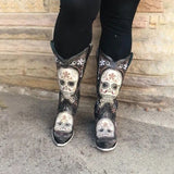 Beth Dutton Shoes Autumn and Winter Embroidery Women's High Boots plus Size Martin Boots