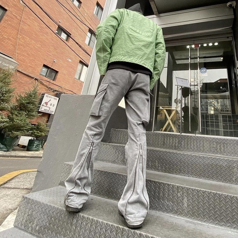 Man Fall Outfits Vintage Back Zipper Vibe Overalls Cargo Casual Trousers