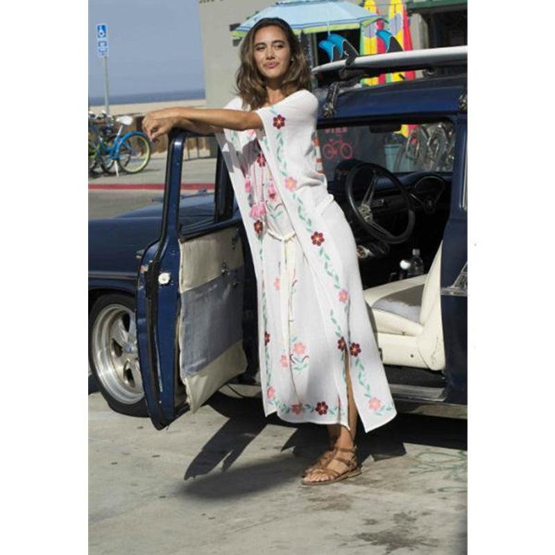 Beth Dutton Bohemian Summer Spring Midi Dress Embroidery Seaside Vacation