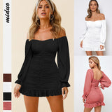 Coachella Music Festival Outfits Autumn Solid Color Fashion Ruffled Pleated Sexy Jumpsuit