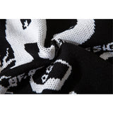 Men Sweater Dark Series Cartoon Fun Letters Brocade Sweater Men