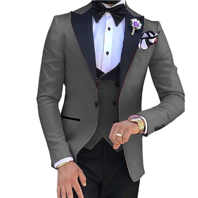 Black Tie Attire Suit Set Three-Piece Set Groomsman Clothing Gown Slim Fit