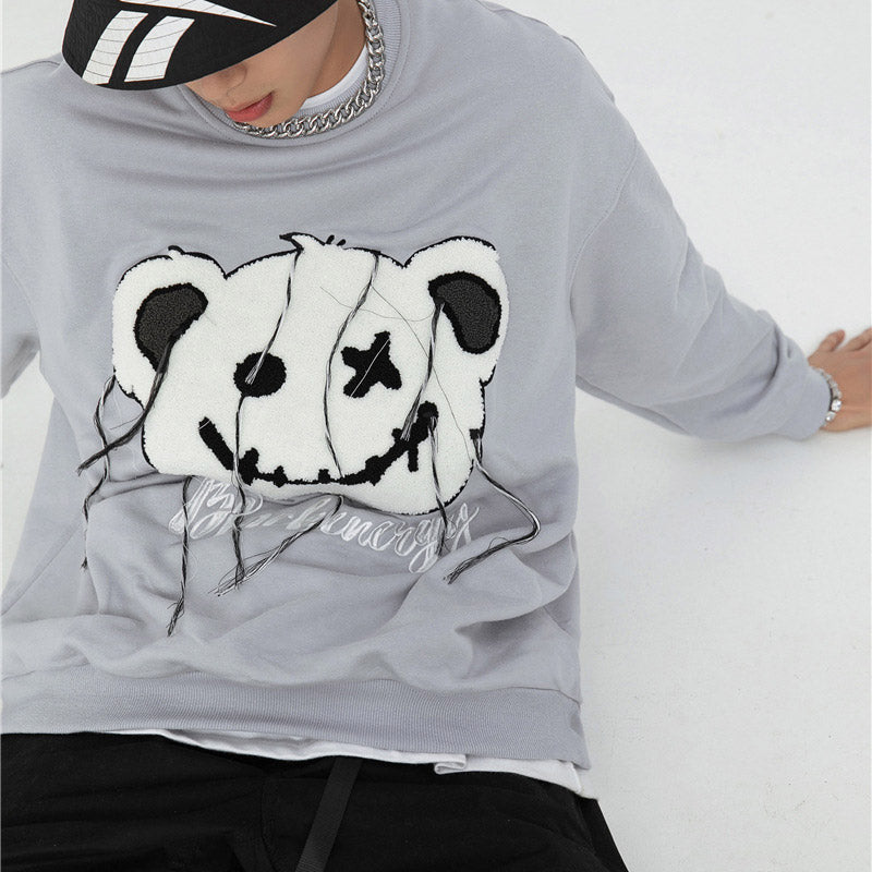 Crew Neck Sweatshirts for Men Men's Autumn Long-Sleeved Sweater Towel Embroidery Top for Men