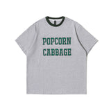 Men T Shitrs Contrast Color Letter Print Round Neck