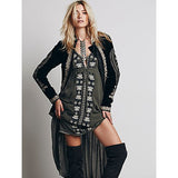 Beth Dutton Bohemian Dress Winter Autumn Midi Dresses Embroidered Dress