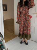 Gypsy Style Dresses Floral Lace-up Mori Style Slimming Waist