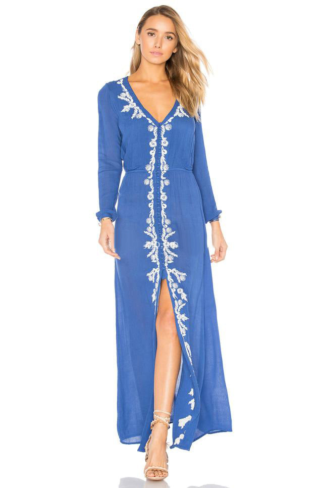 Beth Dutton Bohemian Dress Spring V-neck Sexy Long Dress