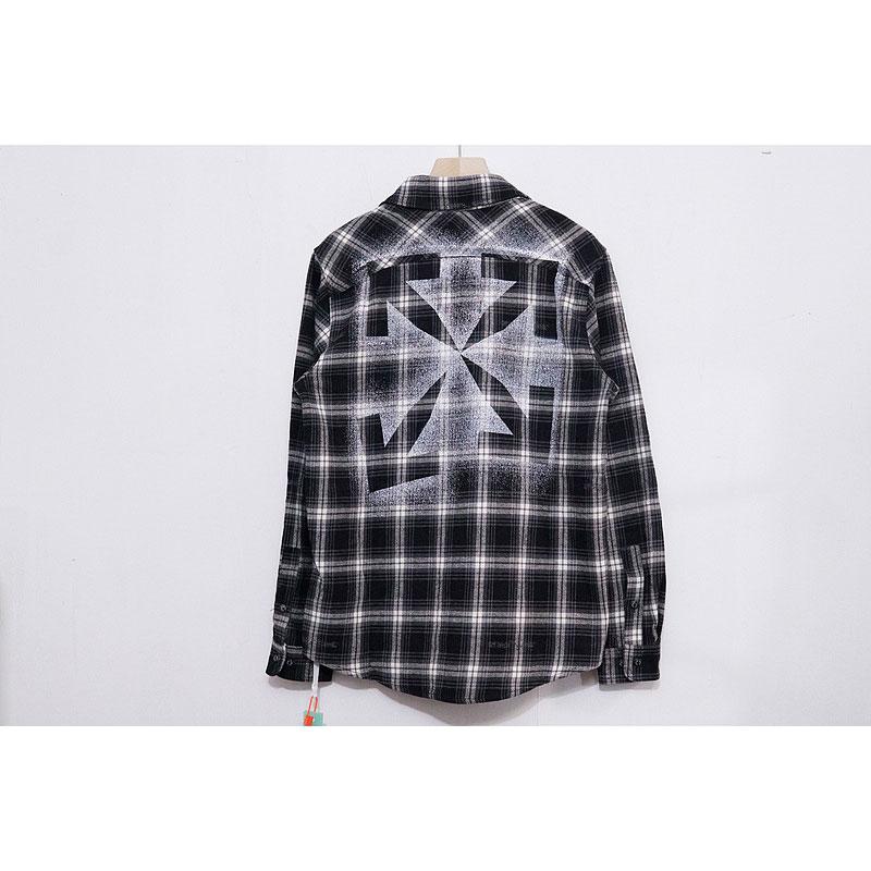 Off White Jacket Autumn And Winter Arrow Plaid Shirt Men'S Casual Tshirt Owt