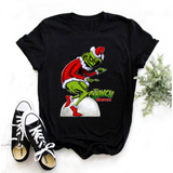 Men and Women Grinch Shirt Grinch Print Oversized Loose-Fitting T-shirt
