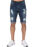 Men White Shorts Men's Leisure Ripped Cropped Denim Shorts