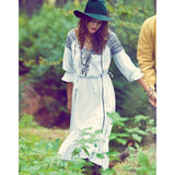 Beth Dutton Bohemian Dress Winter Autumn Maxi Dresses Embroidered White Long Sleeve Tassel