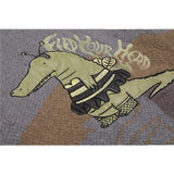 Men Sweater Cartoon Crocodile Paste Cloth Embroidery Sweater Men's Loose round Neck Sweater Retro