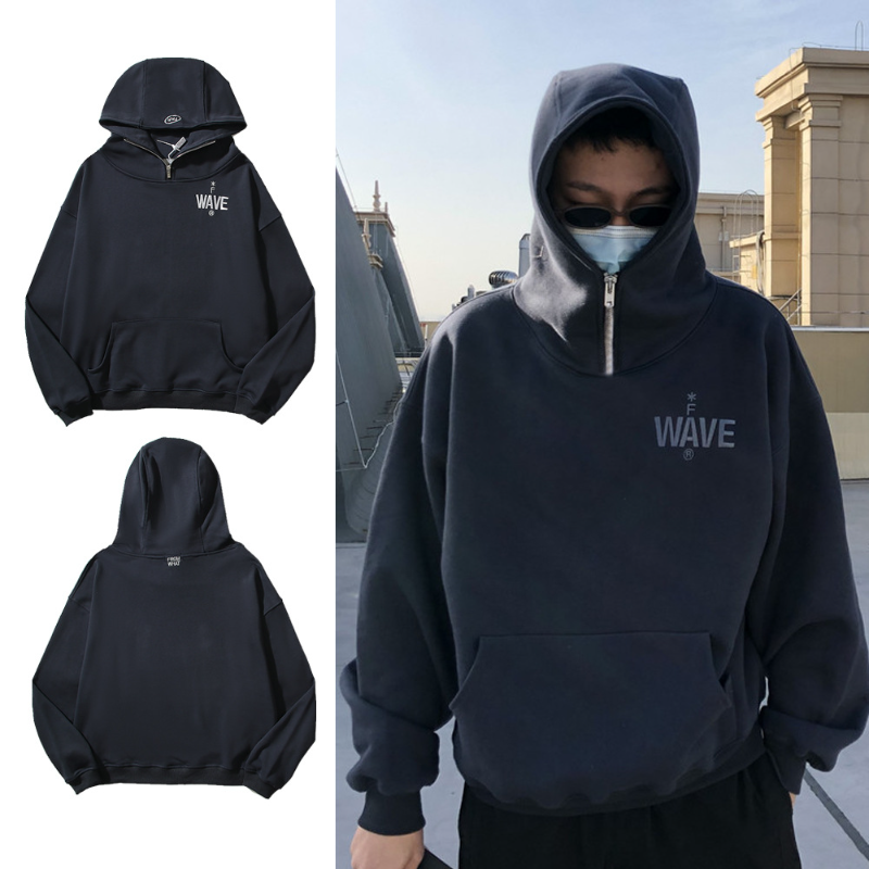 Kanye West Sunday Service Hoodie Letter Embroidered Half Loose Zip Hooded Sweater