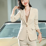 Interview Suit Women's Coffee Color Coat Women's Spring and Autumn Casual Suit