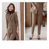 Interview Suit Women Solid Color Women Suit Long Sleeve Loose