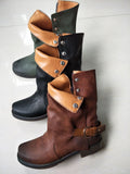 Yellowstone Cowboy Boots Women'S Boots Cuffed Women'S Shoes Belt Buckle Side Zipper Short Boots