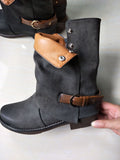 Yellowstone Cowboy Boots Women'S Boots Cuffed Women'S Shoes Belt Buckle Side Zipper Short Boots