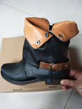 Yellowstone Cowboy Boots Women'S Boots Cuffed Women'S Shoes Belt Buckle Side Zipper Short Boots