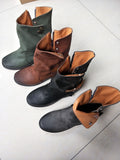 Yellowstone Cowboy Boots Women'S Boots Cuffed Women'S Shoes Belt Buckle Side Zipper Short Boots