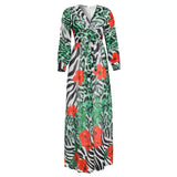 African Dashiki Dress V-neck Stitching Printed Leopard Print plus Size