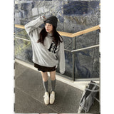 Askyurself Hoodie Gray Letters Printed Simple Bathroom Hoodie