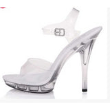 Clear Heels Stiletto Heel High Heel Sandals Female Fish Mouth Crystal Transparent Sandals