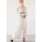 Beth Dutton Bohemian Dress Winter Autumn Maxi Dresses Embroidered Split Dress