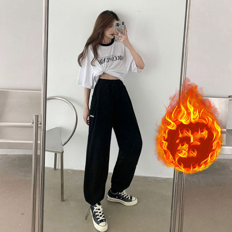 Grey Sweatpants Gray Sports Pants Female Loose Autumn and Winter