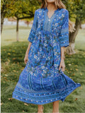 Gypsy Style Dresses V-neck Bohemian Half Sleeve Floral
