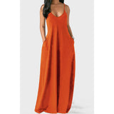 Mauve Dress Bridesmaid Women's Solid Color Sexy Deep V Strap Dress