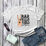 Halloween Costumes Bad Witch Vibe Shirt Bad Witch Vibes Printed Loose Fashion Men's and Women's Short-Sleeved T-shirt