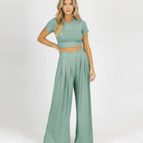 Coachella Music Festival Outfits Fashion Solid Color Women 'S Short Short Sleeve T-shirt Suit