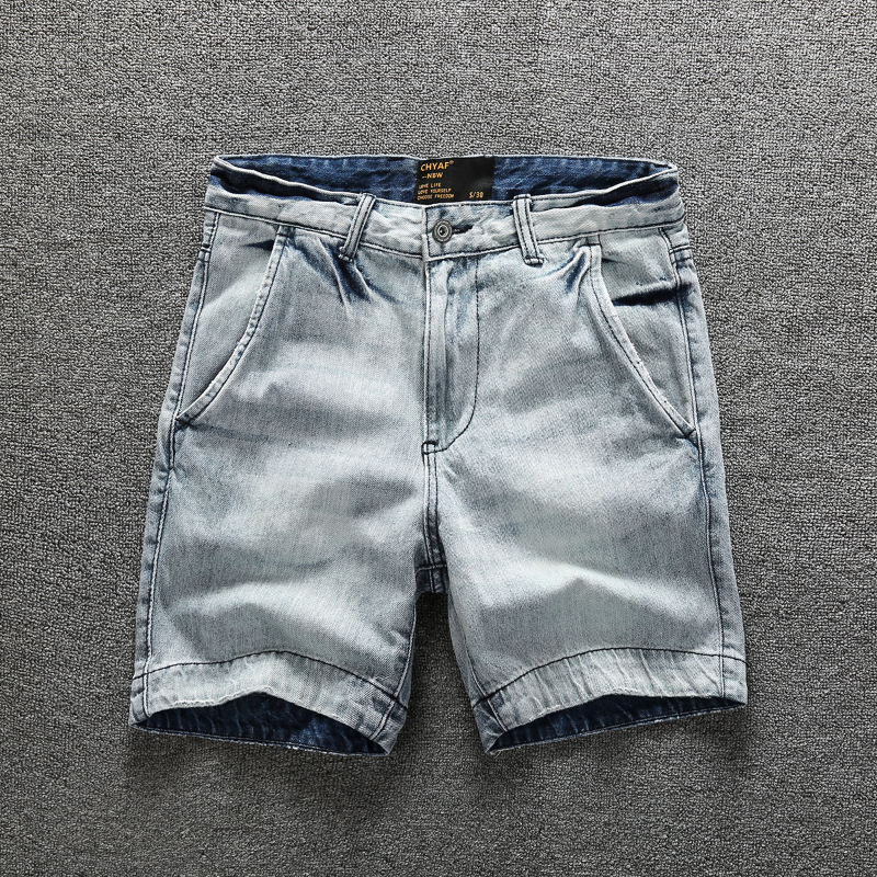 Men Denim Shorts Summer Overalls Pants Washed Distressed