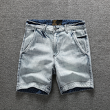 Men Denim Shorts Summer Overalls Pants Washed Distressed