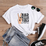 Halloween Costumes Bad Witch Vibe Shirt Bad Witch Vibes Printed Loose Fashion Men's and Women's Short-Sleeved T-shirt