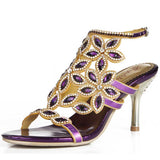 Gold Heels Fashion Women's High Heel Diamond Sandals Women's Shoes
