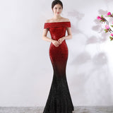 Burgundy Dress Formal Dress Slimming Host Formal Dress Long