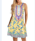 Gypsy Style Dresses Beach Sleeveless Vintage Floral Flowy Pocket