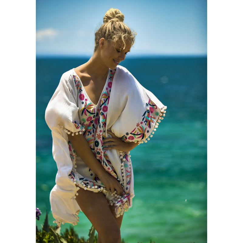 Beth Dutton Bohemian Dress Summer Spring Midi Dress Embroidered Flower and Bird Dress