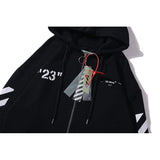 Off White Hoodie With Arrow Print Plus Size Casual Retro Men'S Pullover Hoody Hoodie Owt