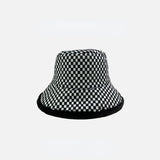 Vintage Check Bucket Hat Black-White Checker Board Plaid Double-Sided Bucket Hat