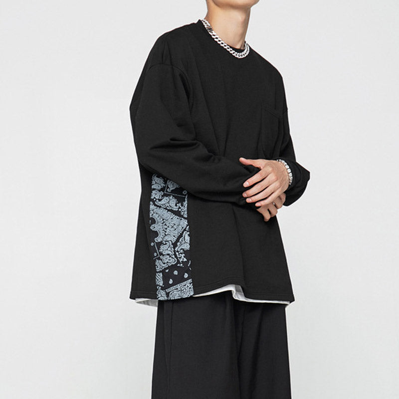 Crew Neck Sweatshirts Men's Clothing | Autumn Patchwork Sweater Towel Embroidery Top Men's