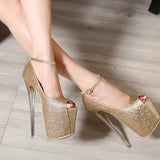 Gold Heels High Heels Stiletto Peep-Toe Sandals