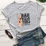 Halloween Costumes Bad Witch Vibe Shirt Bad Witch Vibes Printed Loose Fashion Men's and Women's Short-Sleeved T-shirt