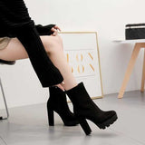 Platform Heels for Women Spring Black Martin Shoes