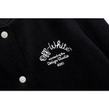 Off White Baseball Uniform Jacket Woolen Coat Men'S And Women'S Casual Owt
