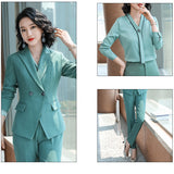 Interview Suit Women Fall/Winter Slim Green Tooling