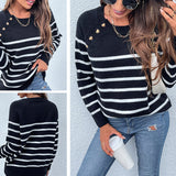 Women's Pullover Knit Sweater Women's Autumn and Winter Striped Sweater Pullover Sweater