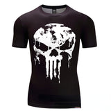 Skull T Shirt 3D Printed Short-Sleeved T-shirt Skull High Elastic Sports Quick-Drying Tights