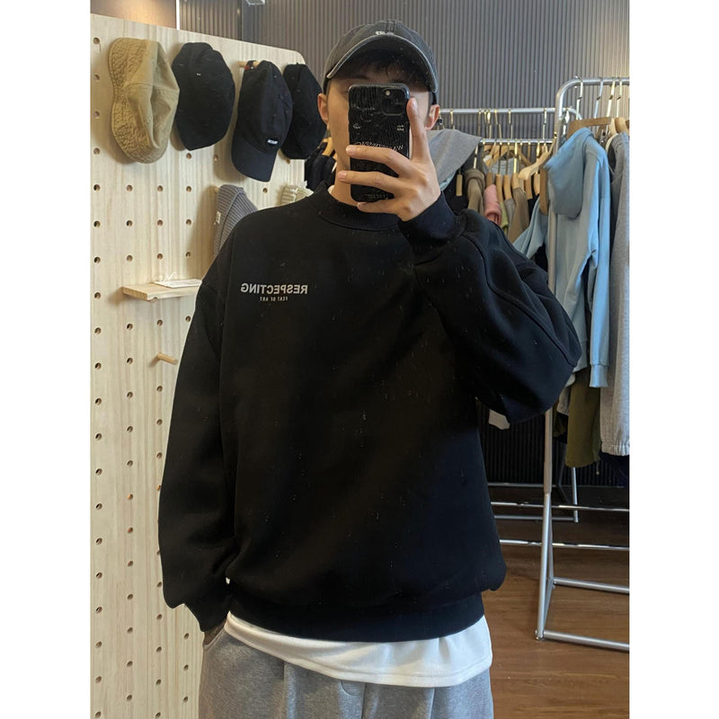 Men Sweatshirts Heavy Black with Extra Lining round Neck Sweater